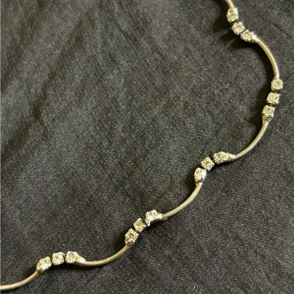 Silver Rhinestone Necklace with Adjustable Chain - Picture 3 of 5